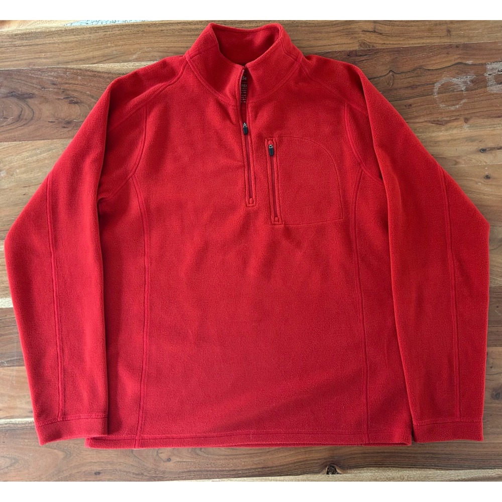 LL Bean Mens Mountain Classic Fleece Quarter Zip Pullover Red Medium 280962